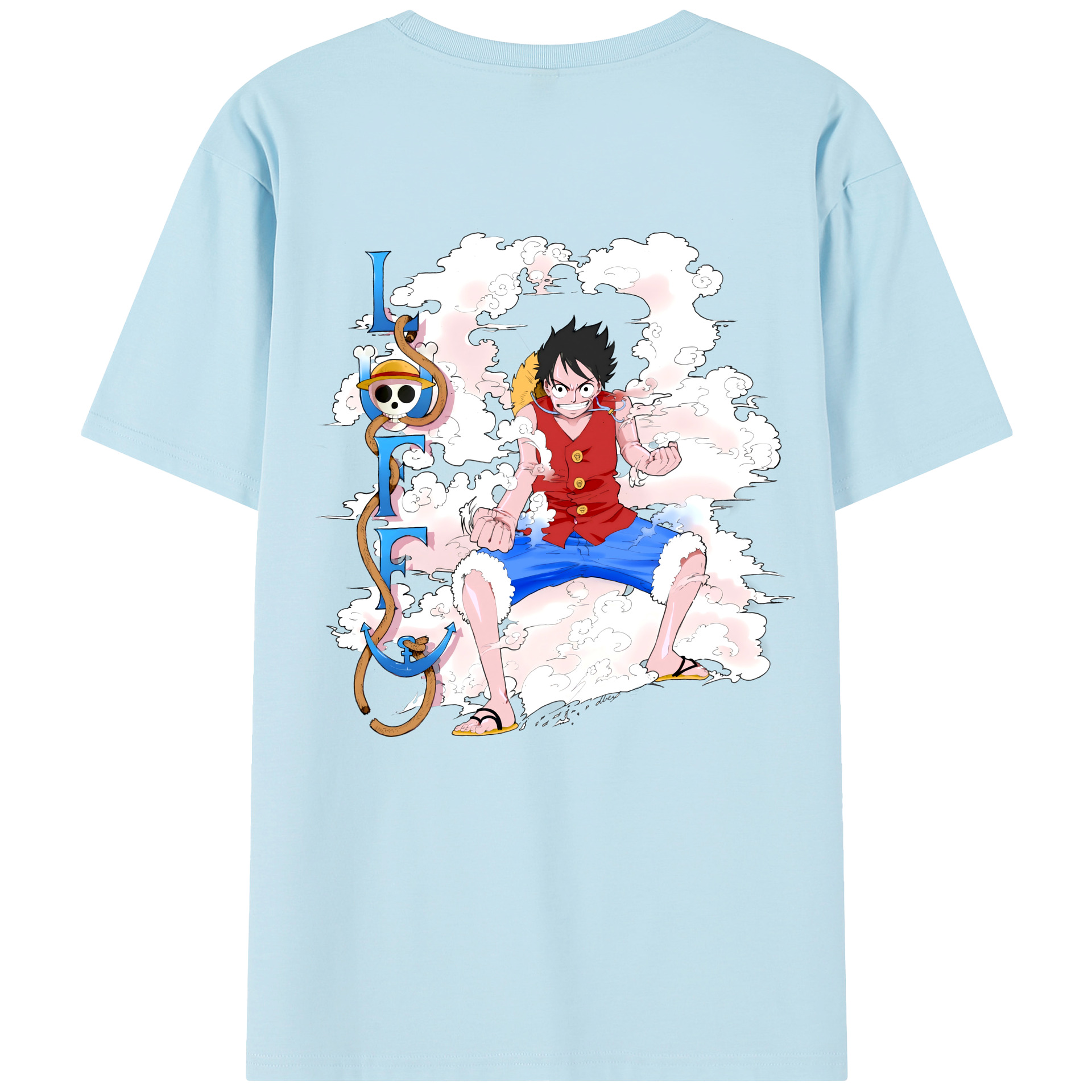 ワンピース モンキー・D・ルフィ ONE PIECE Monkey D. Luffy 綿100％半袖Tシャツ（背面プリント）